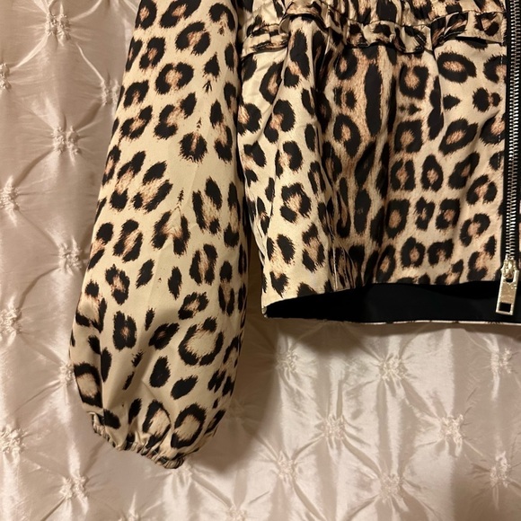 Generation Love Barron Leopard Windbreaker Jacket Animal Print Ruffle - Picture 7 of 16